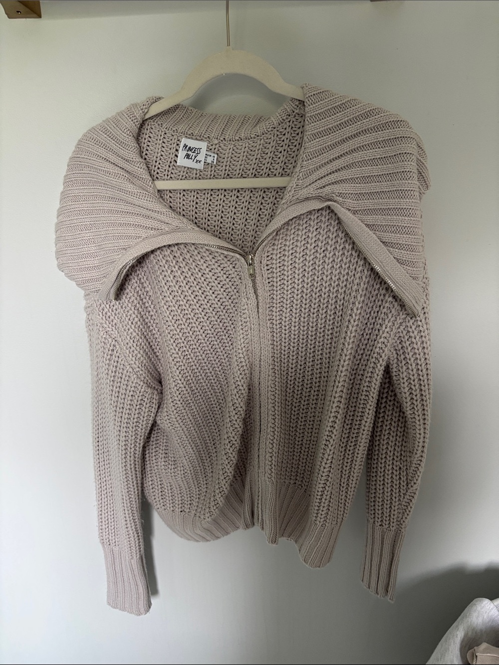 Princess Polly Blush Pink Chunky Zip Cardigan